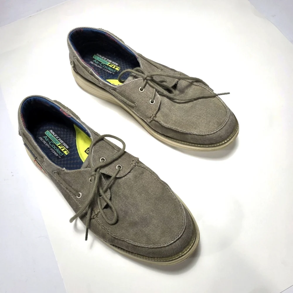 Skechers Casual Canvas Boat Shoes - Gray Size 14